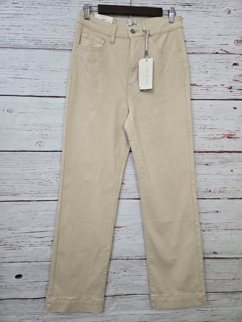 NWT BAYEAS Super High Rise Bootcut Jeans Beige Cream Size 30 Stretch